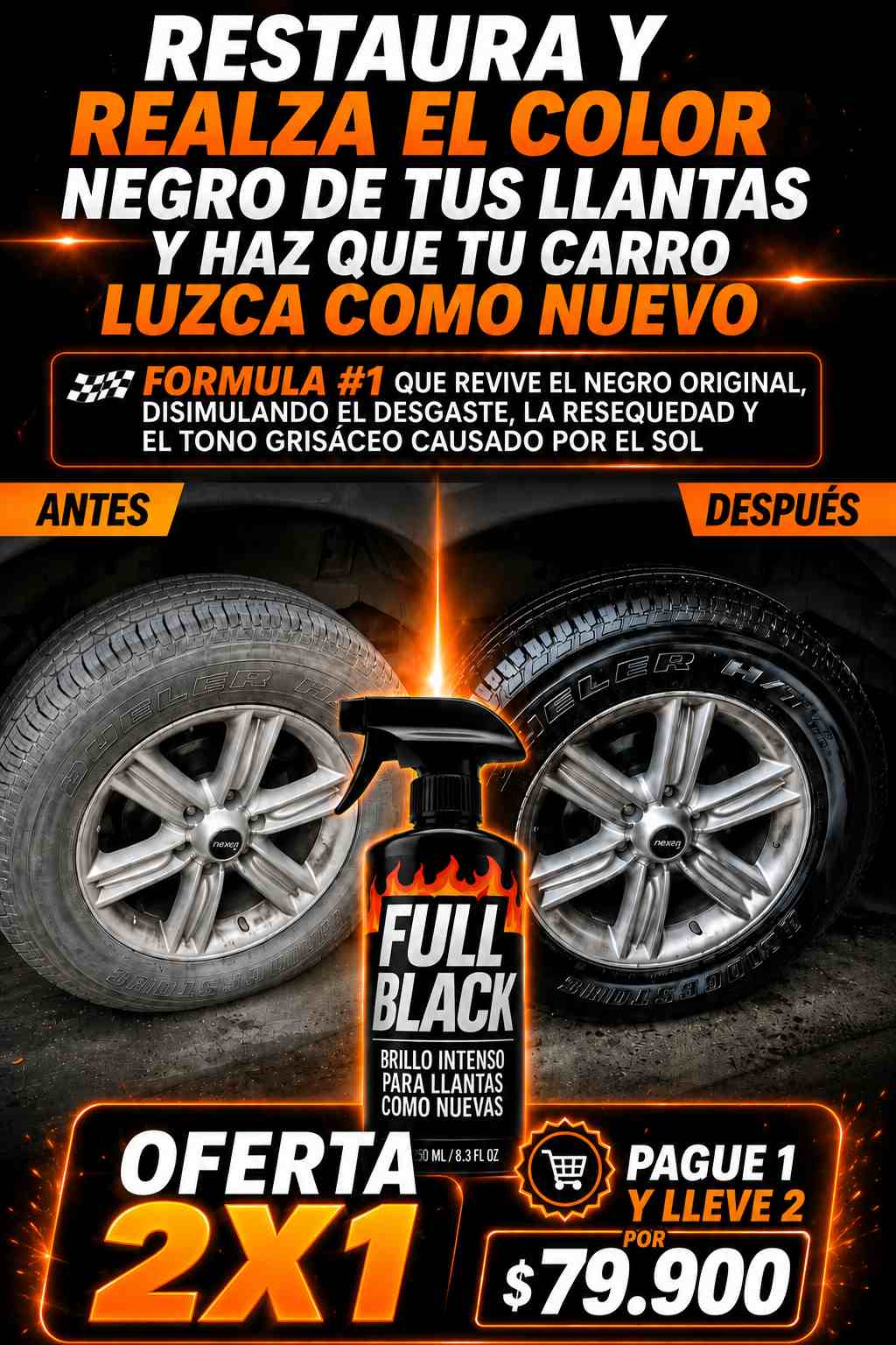 oferta 2x1 Full Black – Transforma llantas opacas en un negro más profundo y uniforme