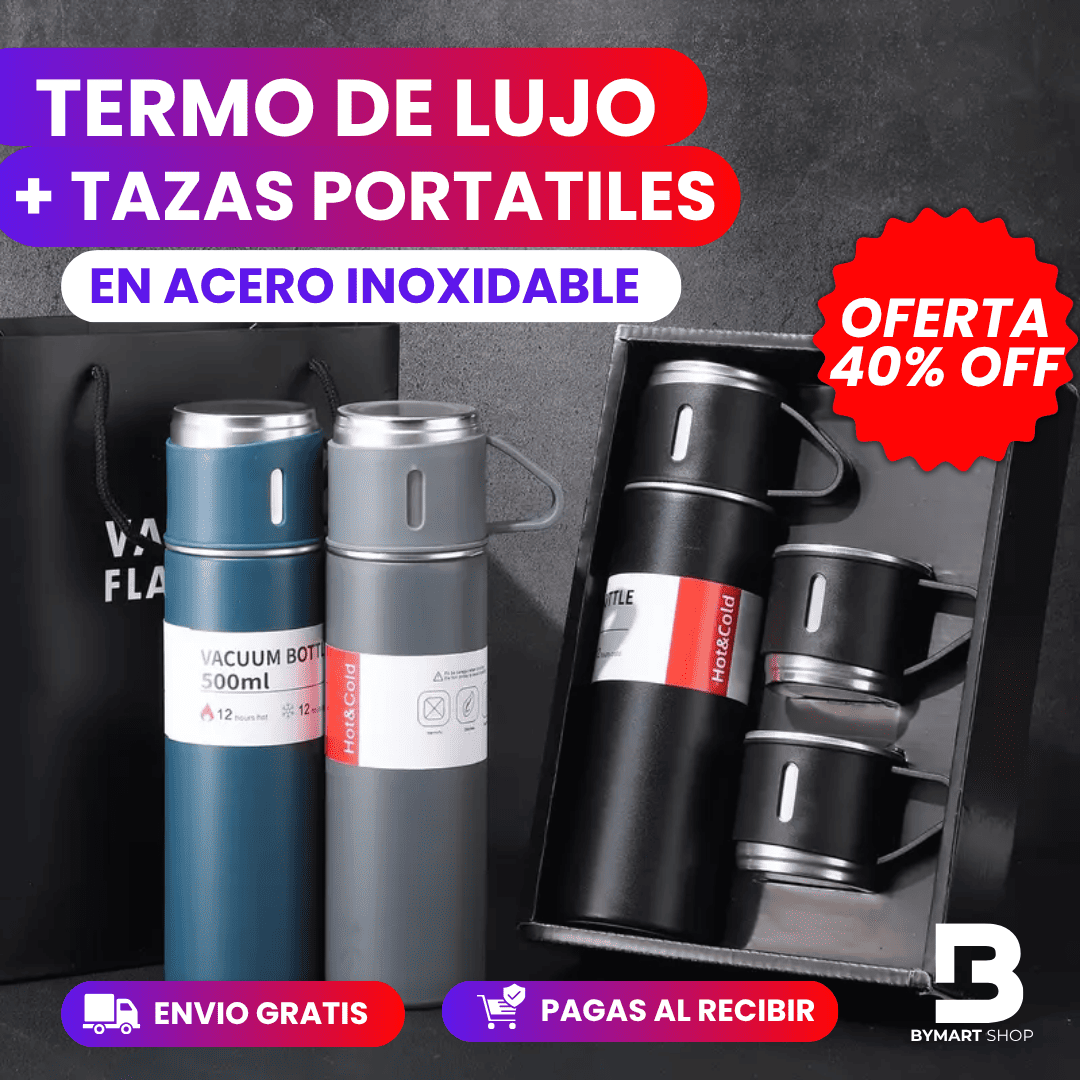 Termo + tazas portatiles (Apto para caliente y frio)