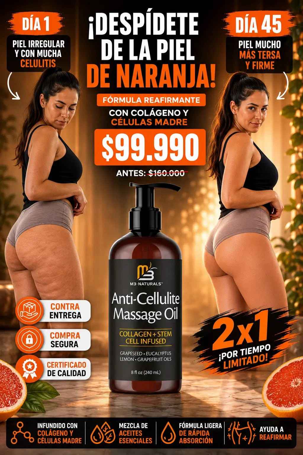 M3 Naturals Aceite Corporal Reafirmante