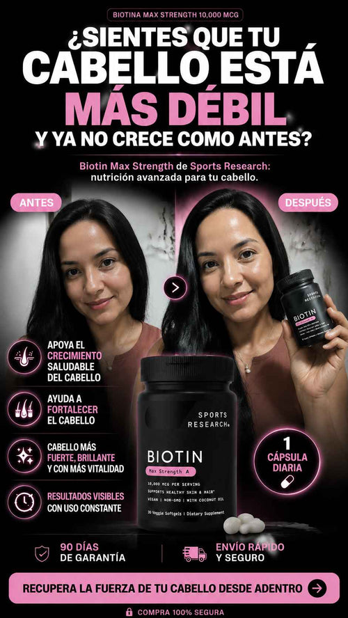Biotina  10,000 mcg – Apoya un cabello más fuerte y saludable I 90 días de garantía